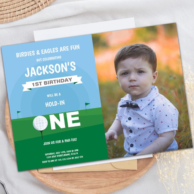 Golf Boy Invitations d'anniversaire avec photo (Golf Boy Birthday Invitations with photo)