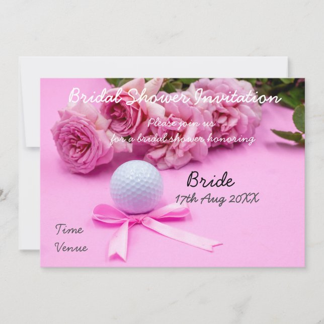 Golf Bridal Shower Invitation balle de golf et ros (Devant)