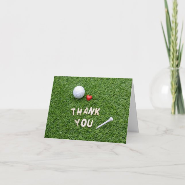 Golf Carte de remerciements amour sur l'herbe vert (Devant)
