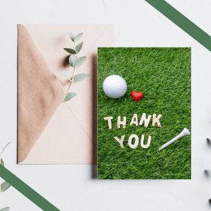 Golf Carte de remerciements amour sur l'herbe vert