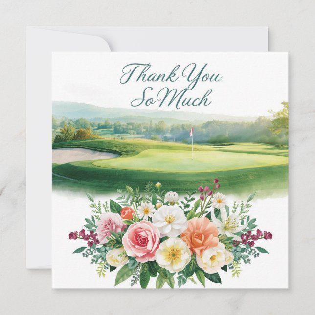 Golf carte de remerciements terrain d'aquarelle (Devant)