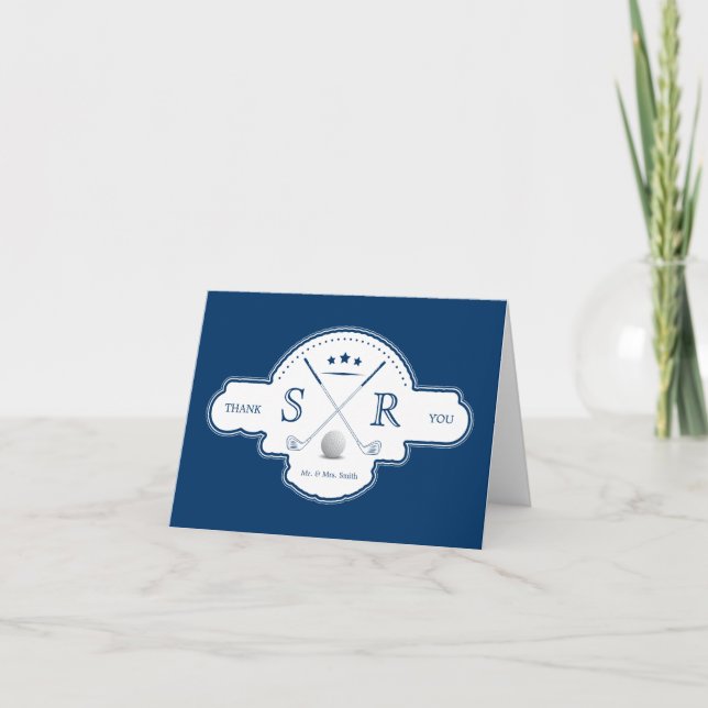 Golf Club Monogrammes Initiales Merci Cartes (Devant)