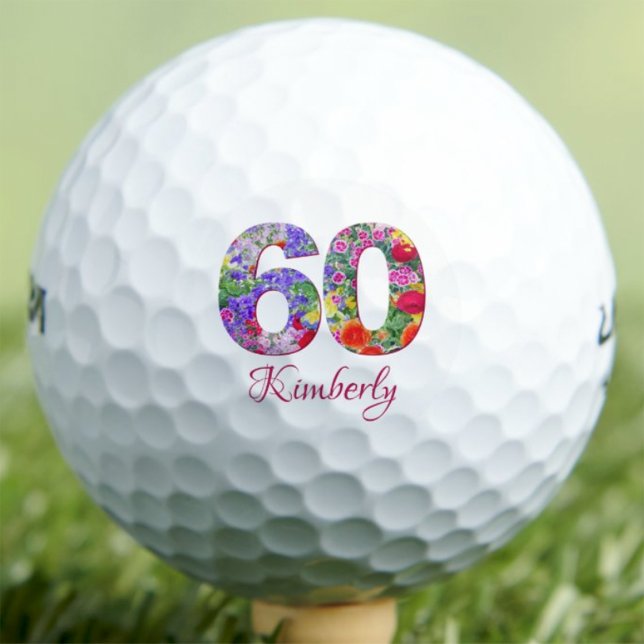 Golf conception florale d'anniversaire 60 ans balles de (Créateur téléchargé)