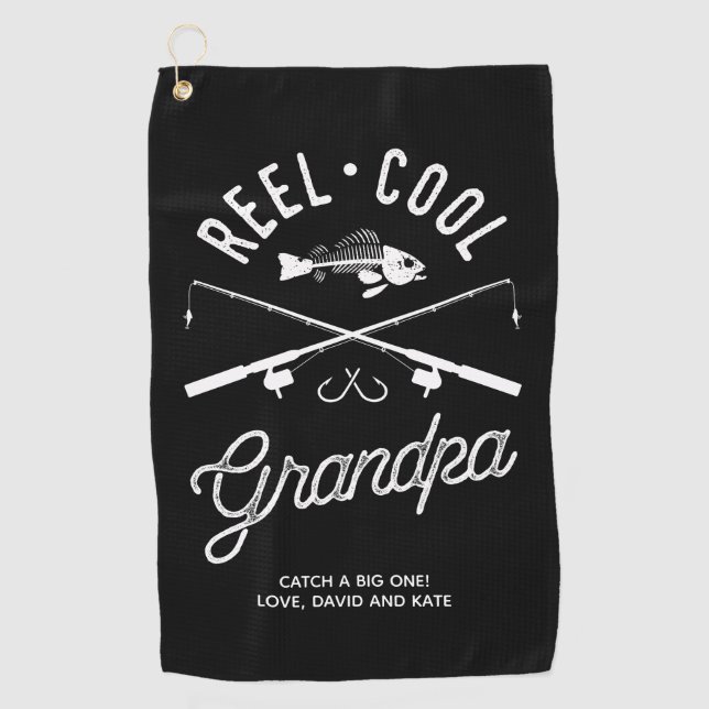 Golf Cool Reel Grand-père personnalisé serviette de pêc (Devant)