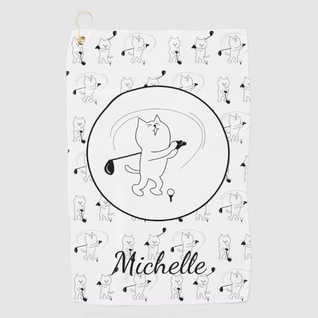 Golf Cute Cats Golf Golf Serviette de golf personn (Devant)