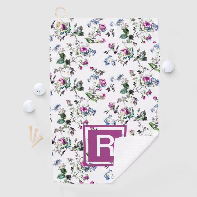 Golf Dames Floral Personnalisé Monogramme serviette de  (En situation)