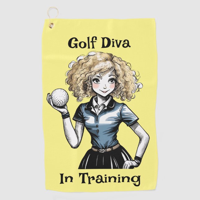 Golf Diva en entraînement - Serviette de golf pour (Devant)