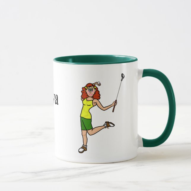 Golf Diva Rouge Hiar Femme Golfer Mug (Droite)
