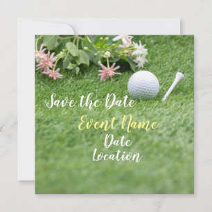 Golf économisez la date avec balle de golf et fleu
