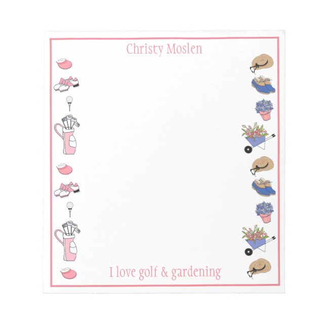 Golf et jardinage Bloc-notes personnalisé (Devant)