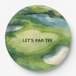 Golf Faisons la Fête Assiettes en Papier Aquarelle