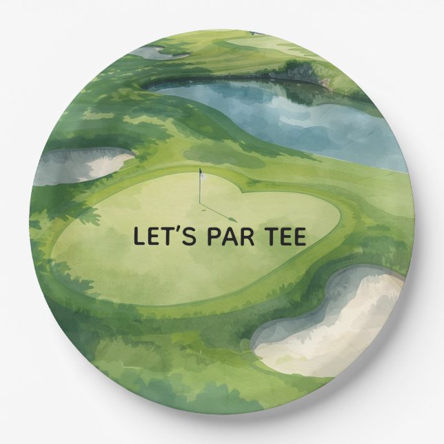 Golf Faisons la Fête Assiettes en Papier Aquarelle (Devant)