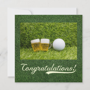 Golf Félicitations avec bière sur green