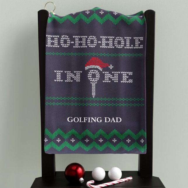 Golf Funny Ho Ho Hole en un bleu et vert serviette de g (Ho ho ho! Perfect golf towel for your Golfing Dad. Just add his name)