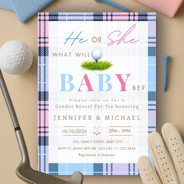 Golf Genre Reveal Par Tee Party Invitation (Golf Gender Reveal Par Tee Party Invitation)