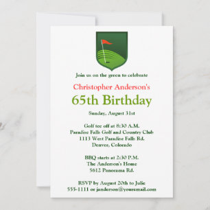 Golf Golf Golf 65e Anniversaire Invitation