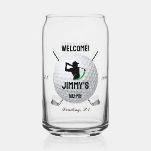 Golf Golf Golf Golf Ball Clubs Bière Can Verre