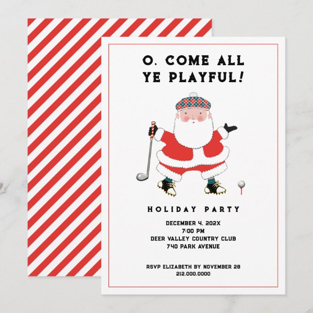 Golf Holiday Party Invitation (Devant / Derrière)