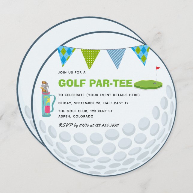 Golf Invitation à la fête à thème (Devant / Derrière)