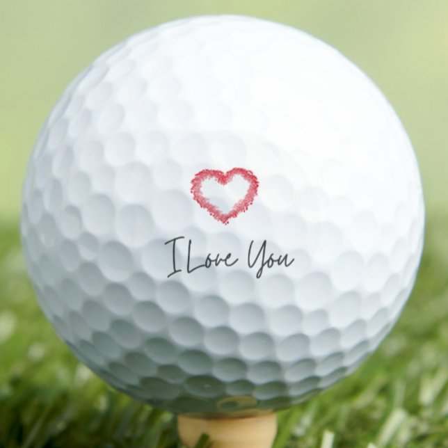 Golf Je t'aime coeur rouge Valentine's Day balles de go (Créateur téléchargé)