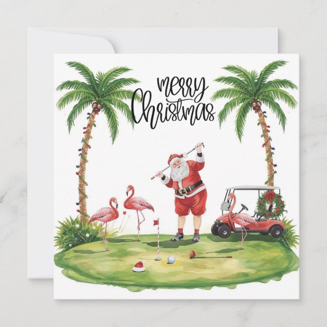 Golf Joyeux Noël avec le Père Noël et le flamant (Devant)