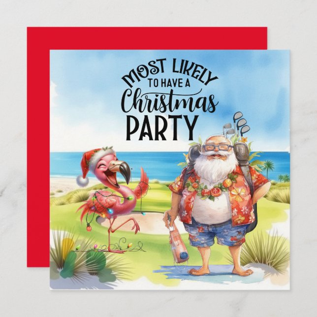 Golf Joyeux Noël avec Père Noël et flamants (Devant / Derrière)