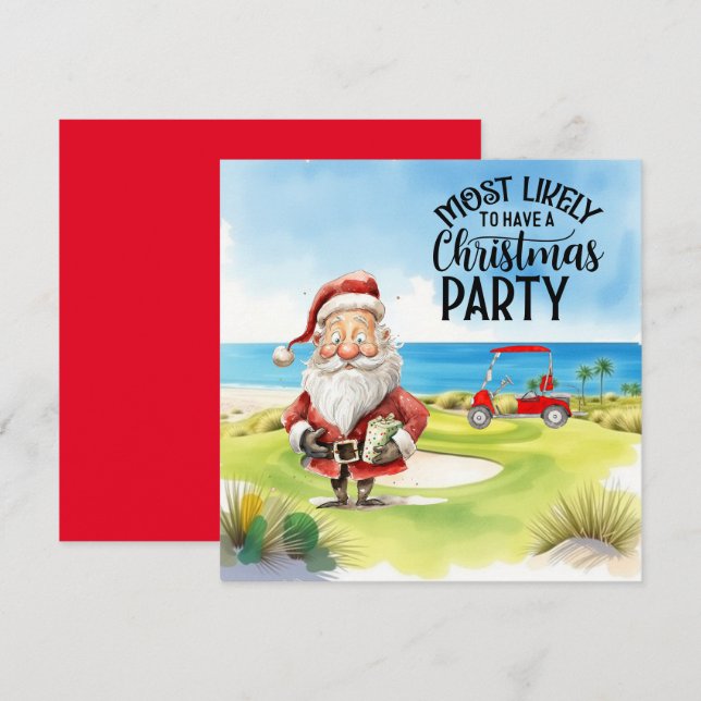 Golf Joyeux Noël avec Père Noël jouant au golf (Devant / Derrière)