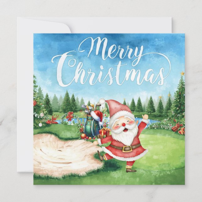 Golf Joyeux Noël avec Père Noël jouant au golf (Devant)