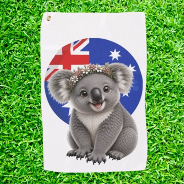Golf Koala Un Petit Morceau d'Australie Serviette de Go (Swing happy with your Aussie Koala towel!)