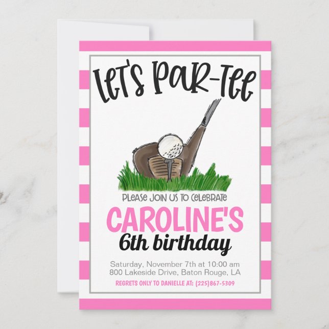 Golf Let's Par-tee Anniversaire Invitation (Devant)