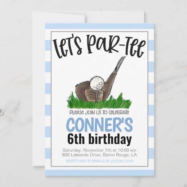 Golf Let's Par-tee Anniversaire Invitation (Devant)