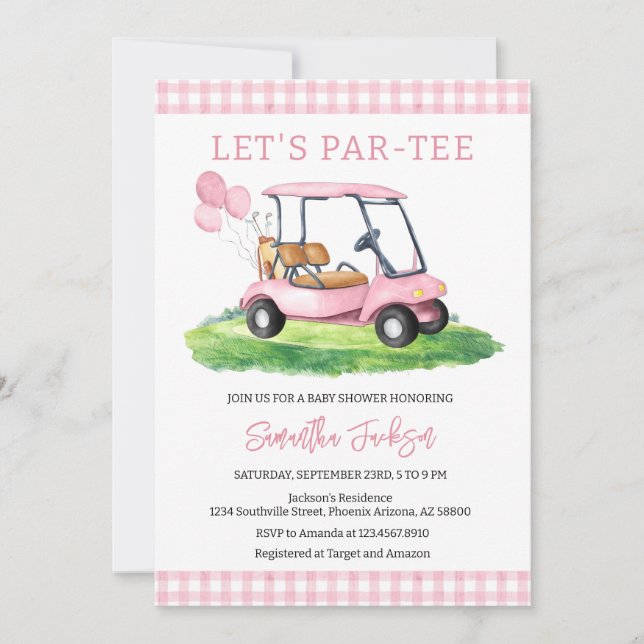 Golf Let's Par-tee Baby Shower Invitation (Devant)