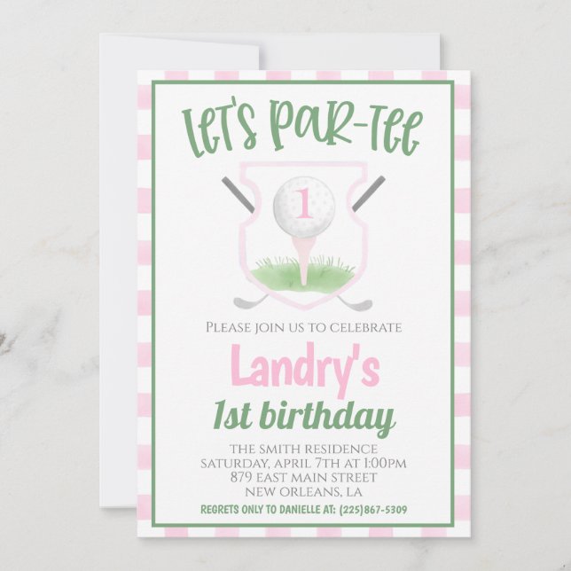Golf Let's Par-tee Birthday Invitation (Devant)