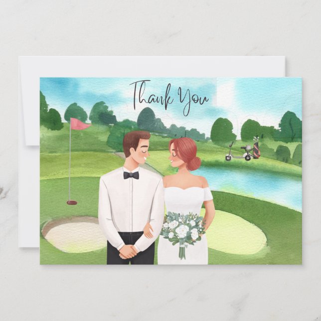 Golf Mariage Carte de remerciements pour Golfer aq (Devant)