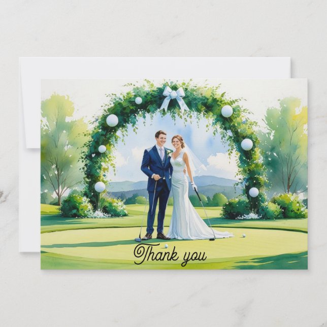 Golf Mariage Carte de remerciements pour Golfer aq (Devant)