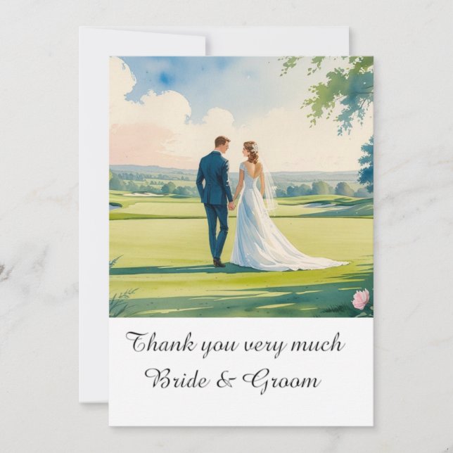 Golf Mariage Carte de remerciements pour Golfer aq (Devant)