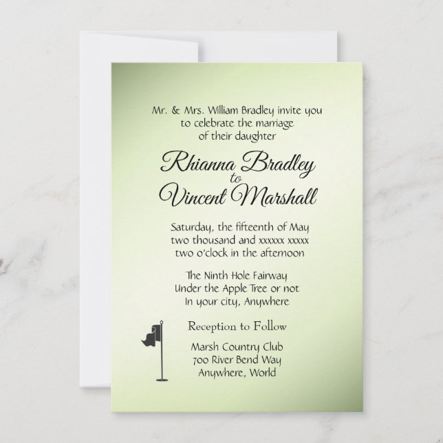 Golf Mariage Thème Green Invitations (Devant)