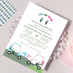 Golf moderne Baby Genre Reveal Par tee Invitation
