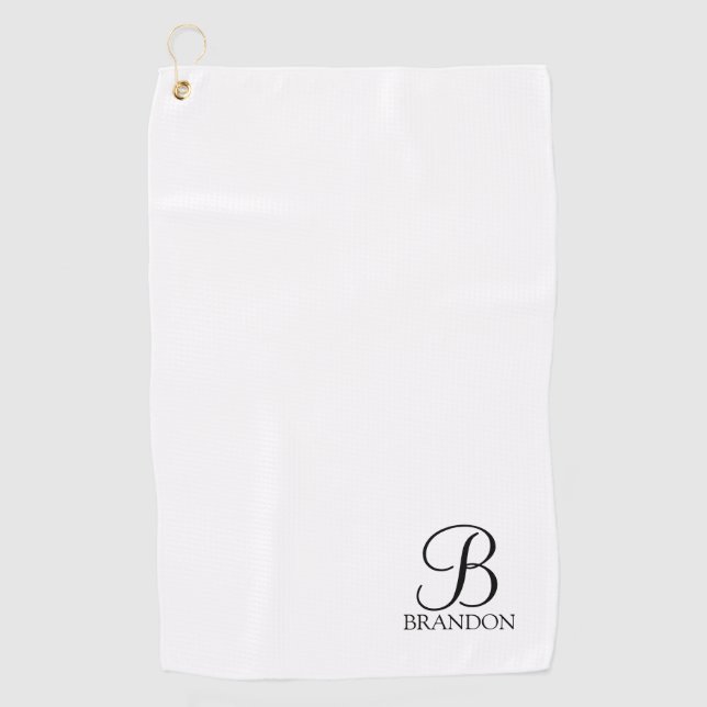 Golf Monogramme de script personnalisé et nom serviette (Devant)
