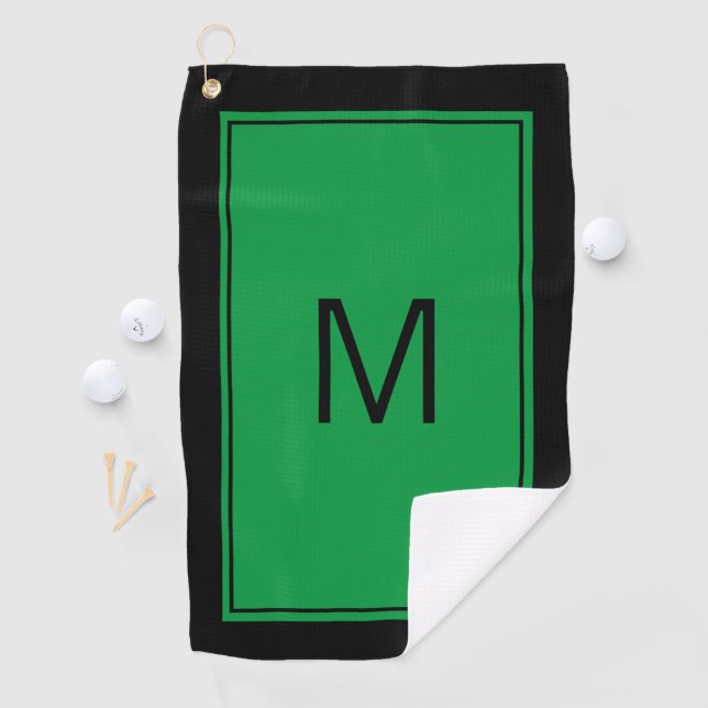 Golf Monogramme vert noir moderne Première serviette de (En situation)