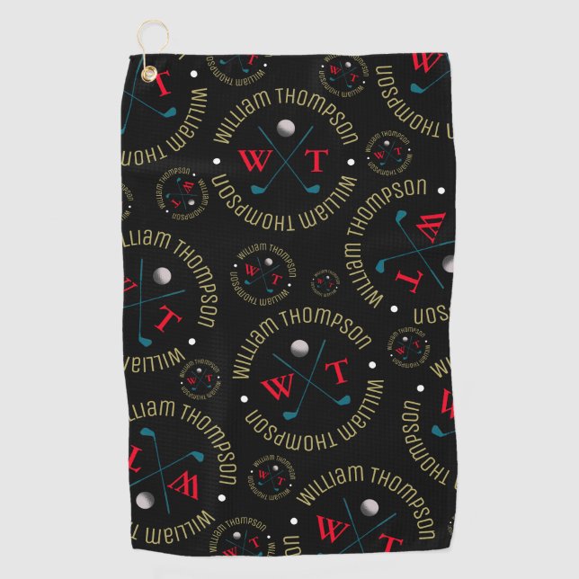 Golf Personnalisé Homme Noir et élégant serviette de go (Devant)