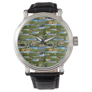 Golf, Photo Collarge, Montre En Cuir Mens