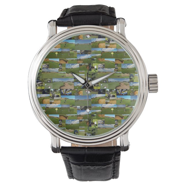 Golf, Photo Collarge, Montre En Cuir Mens (devant)