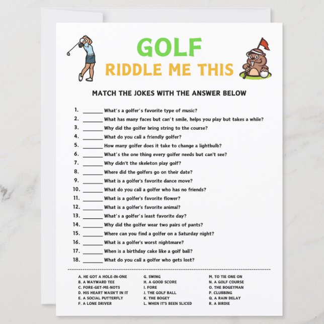 Golf Riddle Me Ce Jeu (Devant)