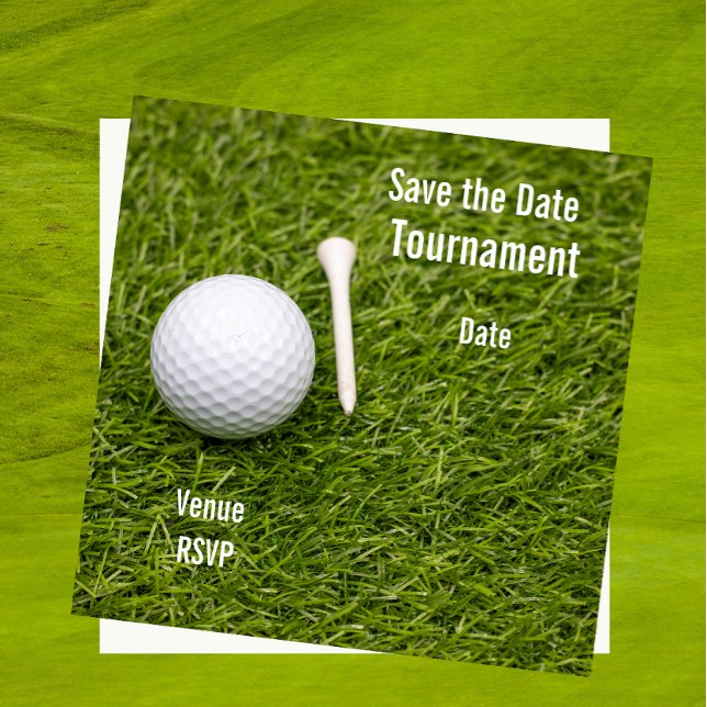 Golf Sauvez la date avec balle de golf sur l'herbe (Créateur téléchargé)