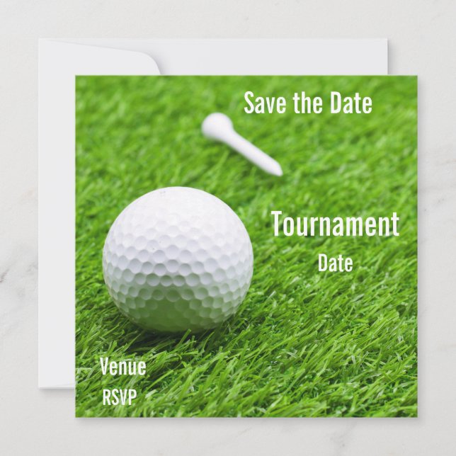 Golf Sauvez la date avec balle de golf sur vert (Devant)
