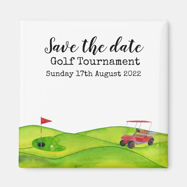 Golf Sauvez la date Golf Tournoi golfer Magnet (Devant)