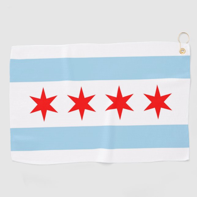 Golf Serviette avec drapeau de Chicago, Illinois,  (Horizontal)