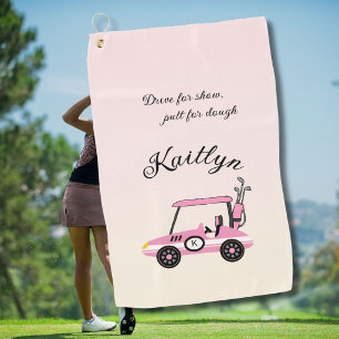 Golf Serviette Monogramme de Voiture de Course Rose Fun