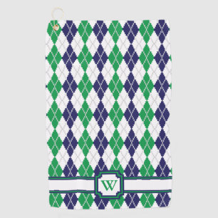 Golf Sur la serviette à motifs de losanges verte de